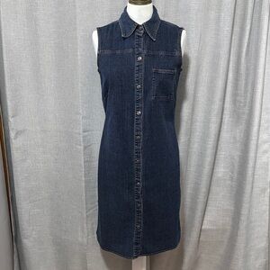 Old Navy Denim Snap Front Dress-SZ 4-Dark Wash-EUC